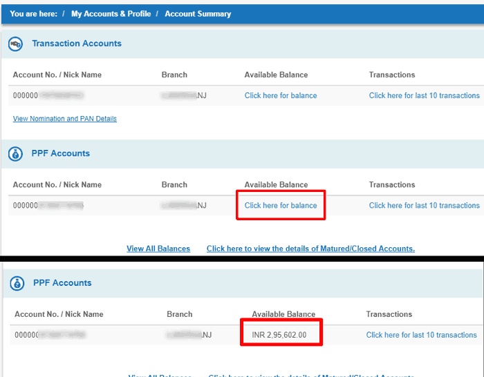 SBI Online PPF Account Check