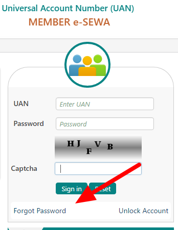 UAN Forgot Password Link