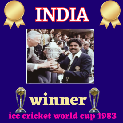 India Winner of 1983 cricket world cup